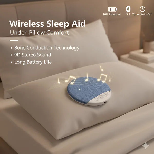 NovaCraft speaker placed beside a pillow in a softly lit bedroom