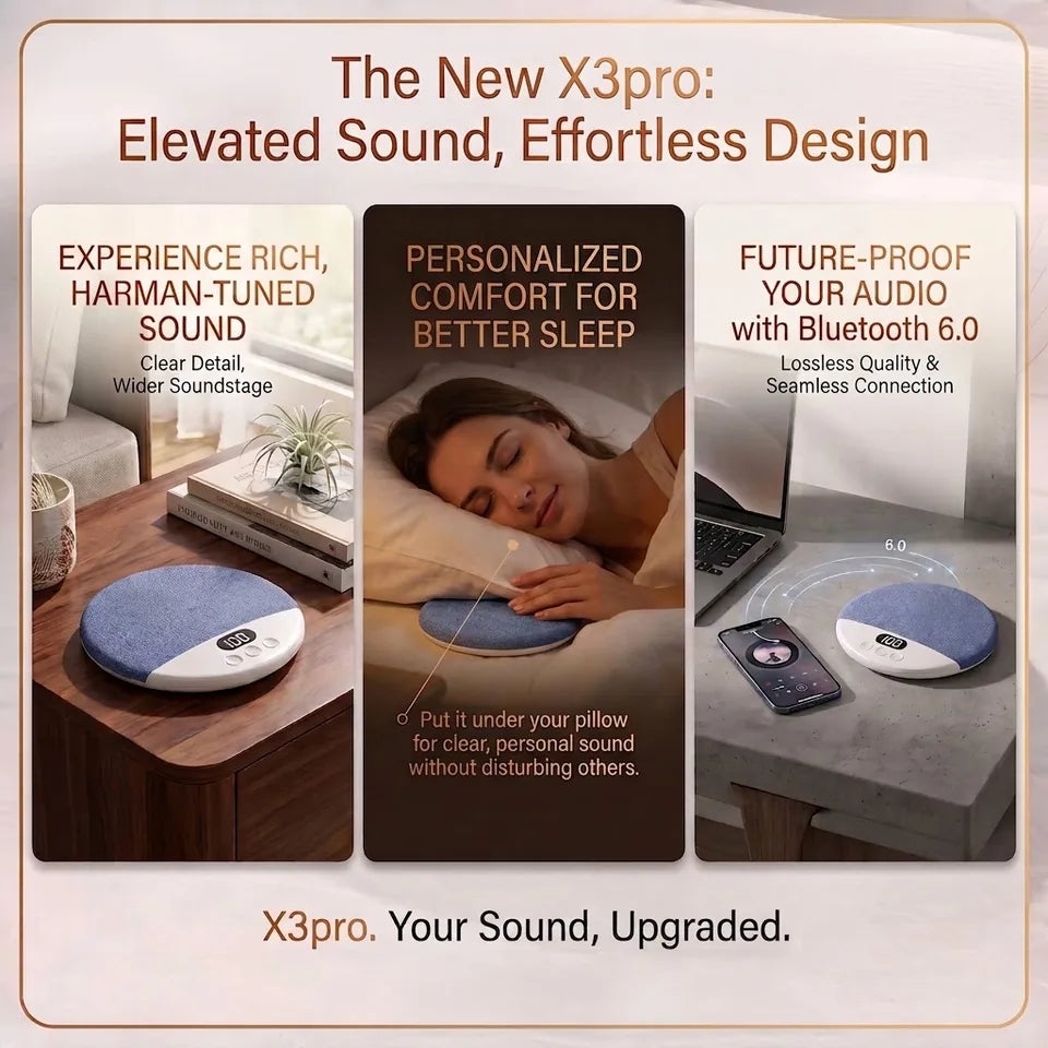 NovaCraft X3Pro shown in three everyday bedtime listening scenarios